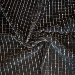 Black velvet raised square grid fabric 73” L x 43.5” W sparkling dots